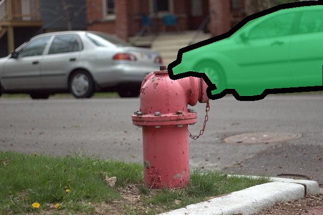Mask highlighting the car on the right